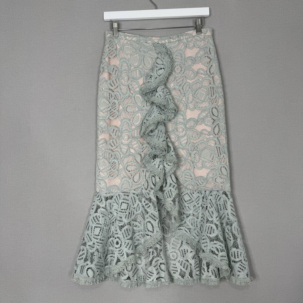 Alexis Women Skirt Set Small Blue Pastel Lace Midi Ruffle Fairy Dainty Whimy Y2K - Picture 2 of 16